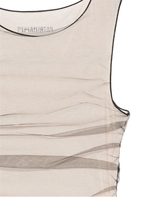 Canotta donna Patrizia Pepe panna e nera doppiata in tulle PATRIZIA PEPE | 8M1776J370J4U3
